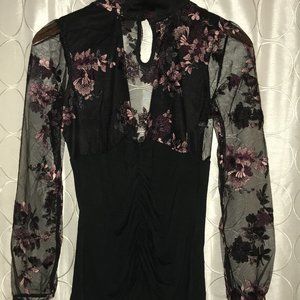 Mystical Florals Sheer Embroidered Choaker Blouse